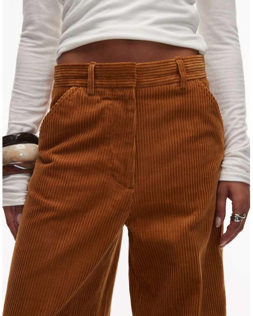 ARKET Brown Wide Leg Cord Trousers With Tailored Waistband