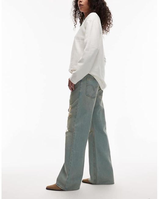 Levi's Blue Middy Loose Boot Jeans With Rips