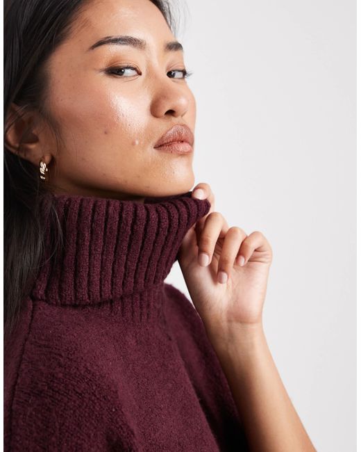 Miss Selfridge Purple Oversized Roll Neck Split Hem Jumper