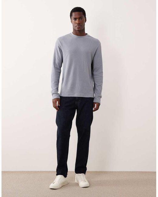 ASOS Gray Regular Fit Long Sleeve T-Shirt for men