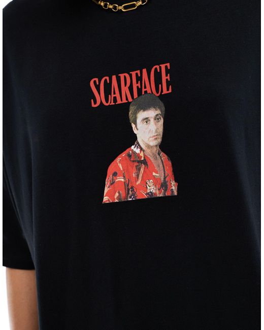ASOS Blue Unisex Oversized T-shirt With Scarface Graphic Prints