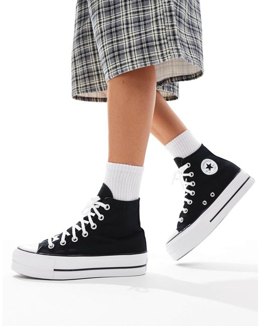 Chuck taylor all star hi lift - basket montantes larges à semelle plateforme compensée Converse en coloris Black