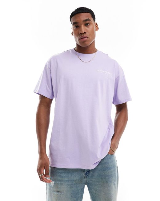 Threadbare Purple Oversized Back Print Logo T-shirt for men