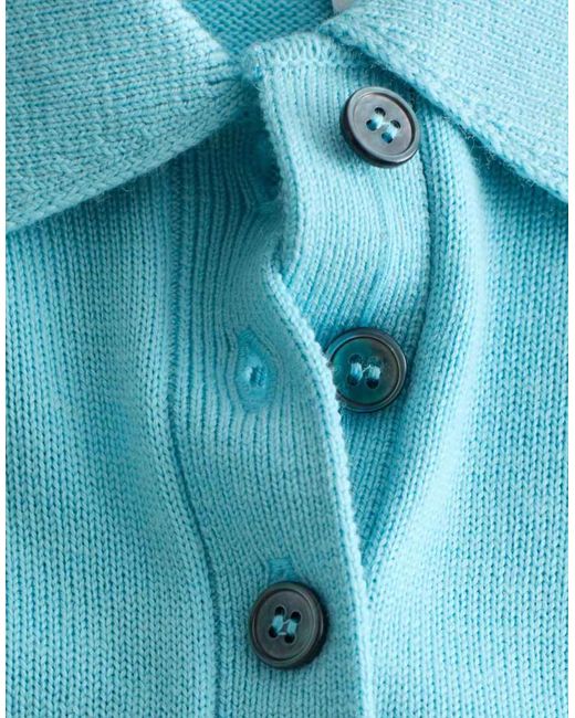 & Other Stories Blue Short Sleeve Polo Wool Knit Jumper