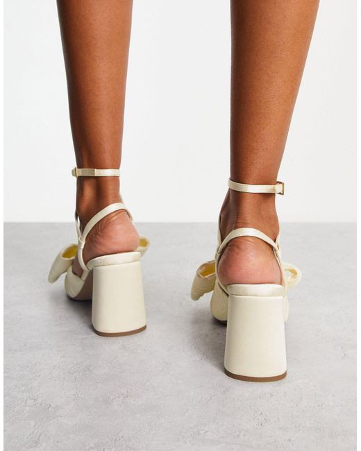 ASOS Brown Hitched Bow Detail Mid Block Heeled Sandals