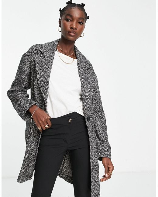 Synthetic Textured Short Coat in Gray Lyst
