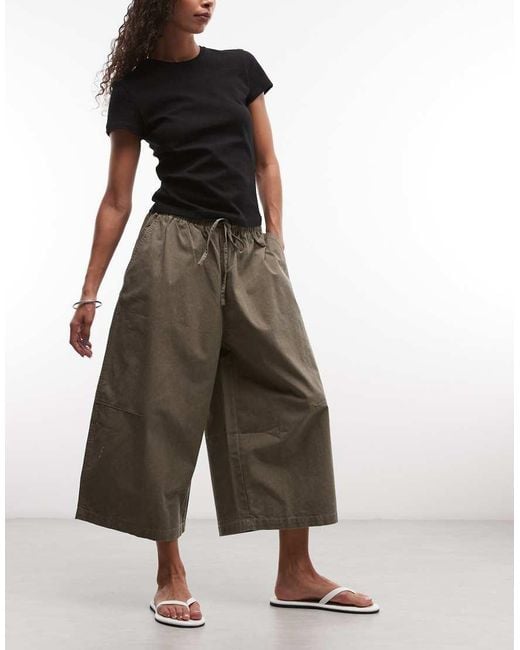 Weekday Brown Oversized Drawstring Cropped Pants