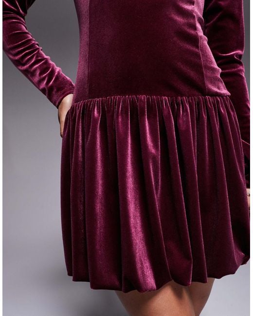 ASOS Purple – langärmliges minikleid aus samt