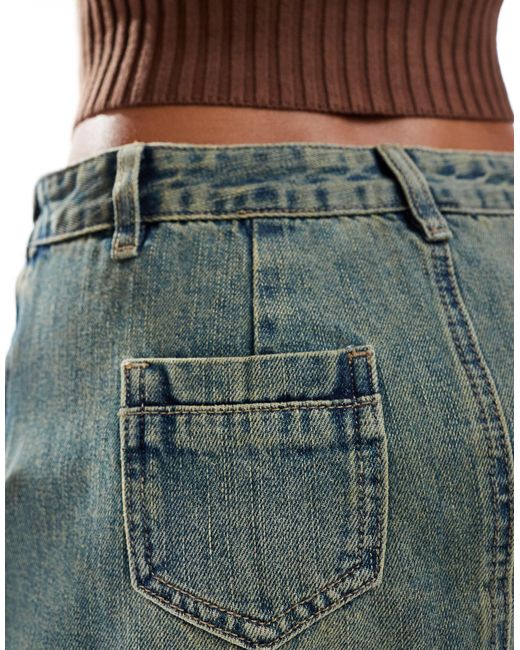The Kript Blue Frill Detail Mini Skirt