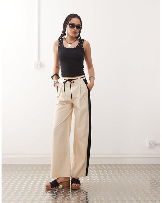 Pantalon en lin mélangé à bande latérale Reclaimed (vintage) en coloris Natural