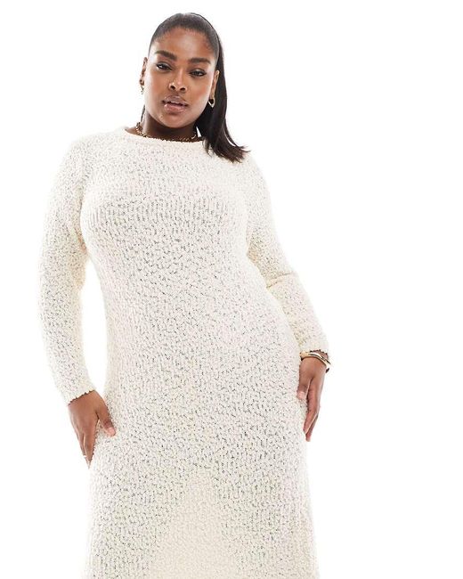 ONLY Gebreide Midaxi-Jurk Met Textuur in het White