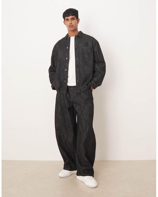 ASOS Black Co-ord Boxy Denim Overshirt for men