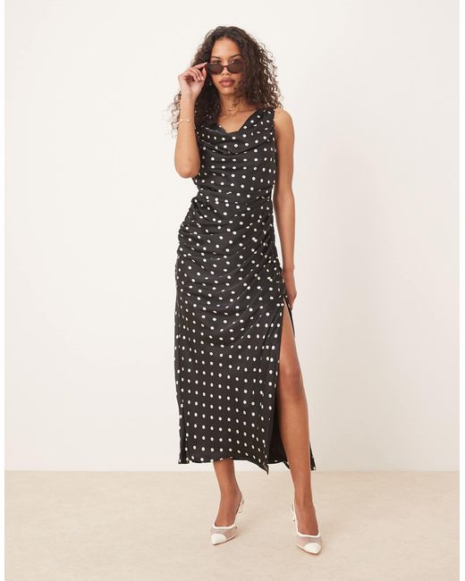 abercrombie and fitch cowl draped maxi dress Women's Cowl Neck Draped Maxi Dress in Dark Indigo Floral | Size XL TALL