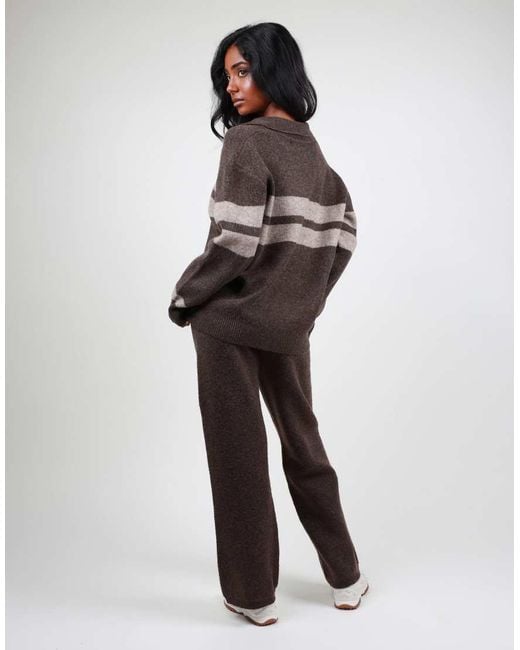 SIMMI Brown Soft Flared Knit Trouser