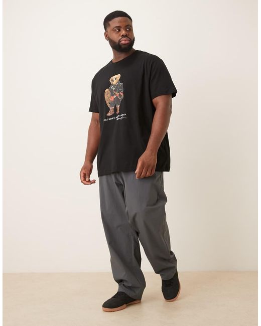Polo Ralph Lauren Black Big & Tall Holiday Bear Print T-shirt Classic Fit for men