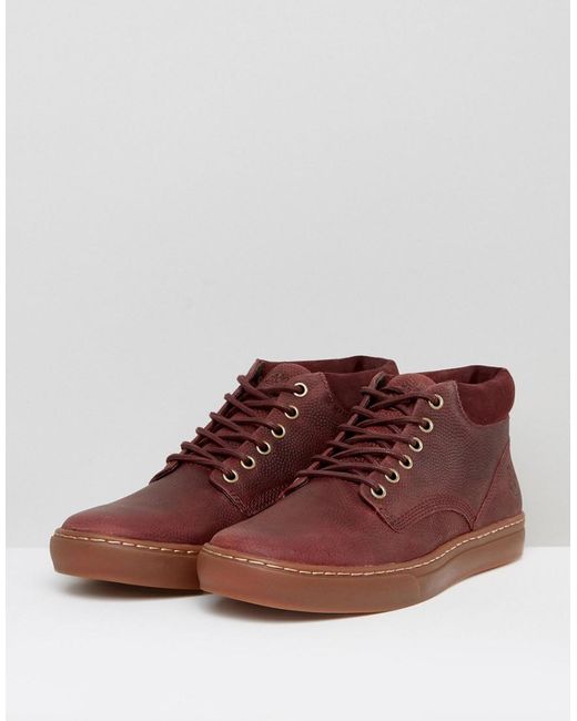 Timberland Adventure Cupsole Grain Leather Gum Sole Chukka Boots in Red for  Men | Lyst