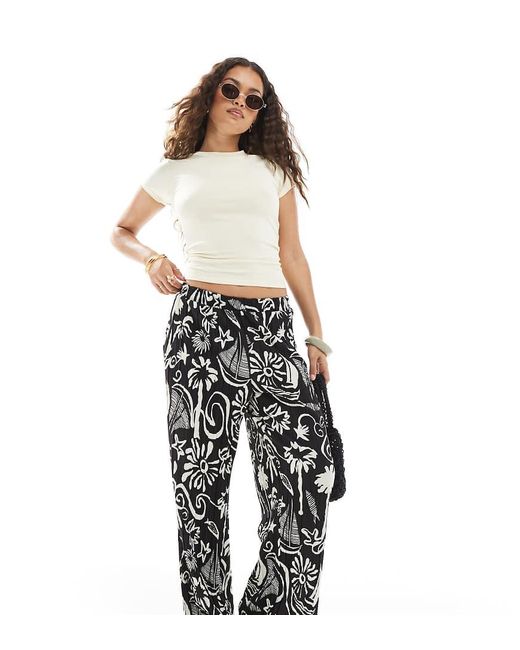 Vero Moda Black High Waist Wide Leg Plisse Trouser