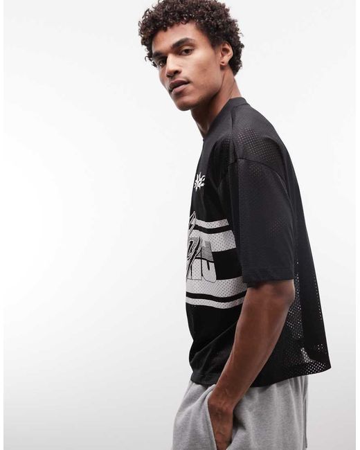 ASOS Gray Boxy Oversized Drop Shoulder T-Shirt With Football Graphic for men