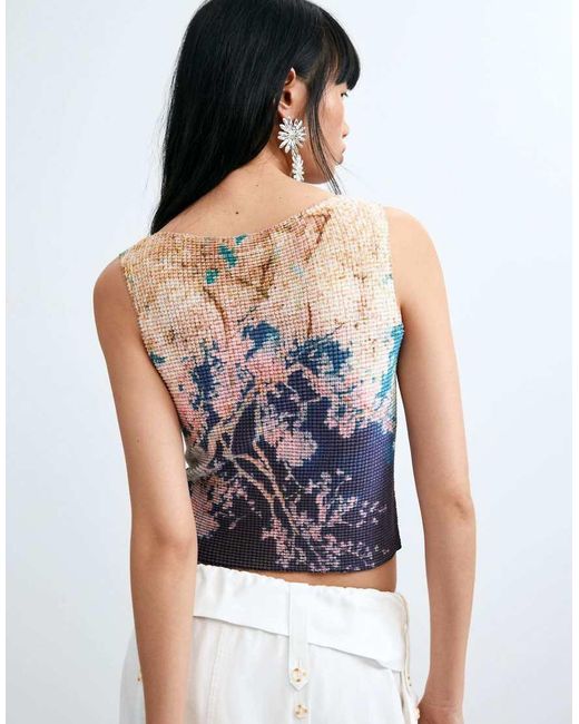 Desigual White Printed Sleeveless T-Shirt