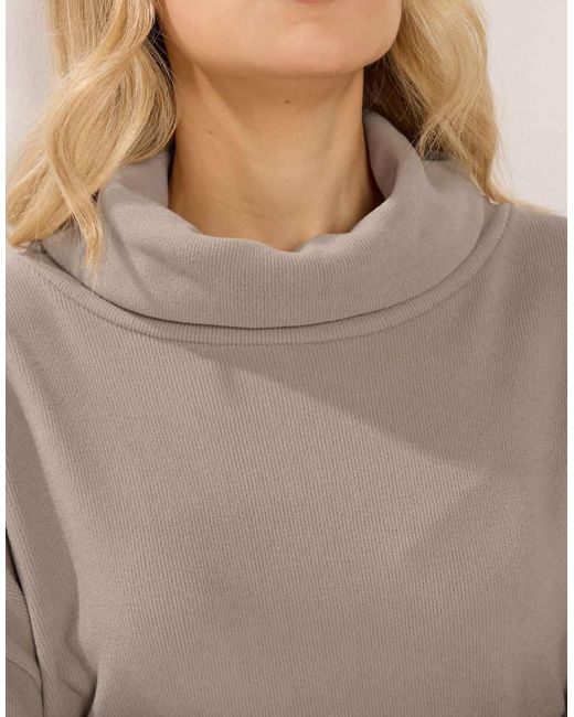 Long Tall Sally Natural Ribbed Roll Neck Top