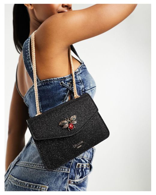 Dune Blue Chain Strap Mini Bag With Bug Embellishment