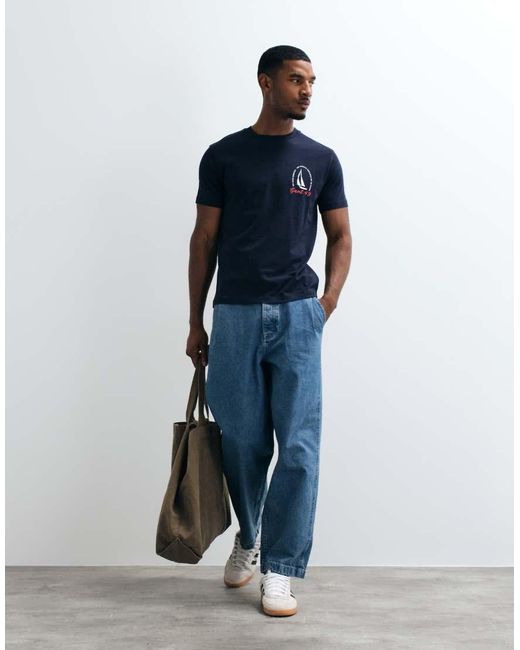 Gant Blue Coastal Chest Print T-shirt for men