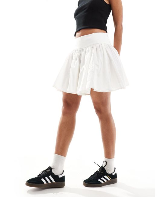 Collusion White Cotton Flippy Mini Skirt
