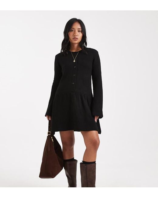 Vero Moda Black Soft Knitted Button Front Mini Dress