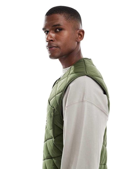 New Look Green Quilted Gilet for men