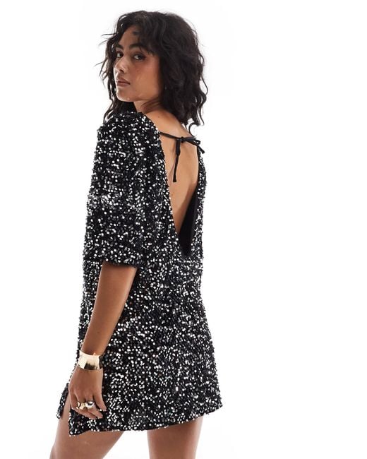 velvet t shirt dress black VELVET TSHIRT DRESS main image 1