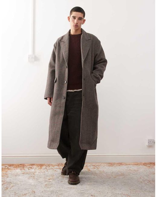 Abrigo Negro Y Beis A Cuadros De Mezcla De Lana De Weekday de hombre de color Black