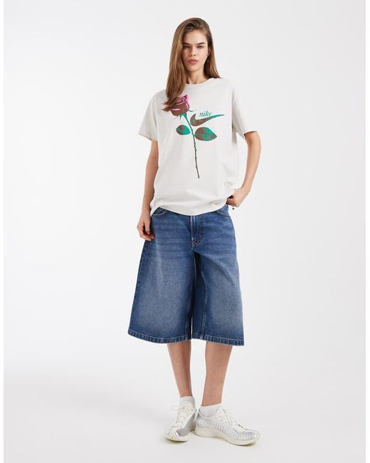 Nike White Rose Graphic Oversized T-shirt