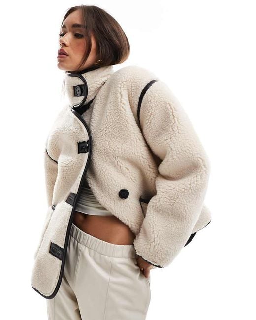 ASOS Natural Teddy Funnel Neck Jacket