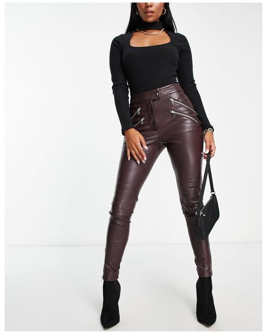 ASOS Hourglass Faux Leather Skinny Biker With Zips in Black | Lyst UK