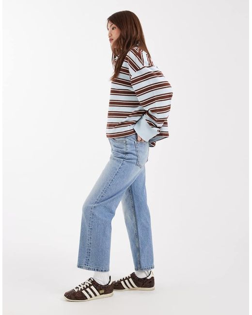ASOS Blue Asos Design Petite Ankle Grazer Comfort Stretch Straight Leg Jeans