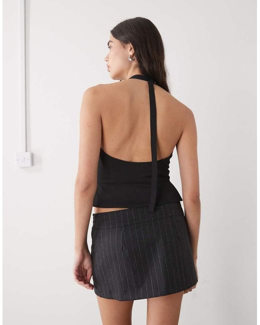 Monki Black Low Waisted Tailored Mini Skirt