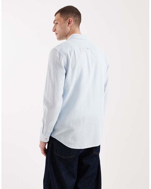 Tommy Hilfiger Blue Linen Blend Shirt for men