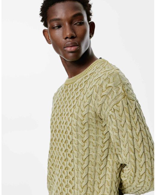 Pull en maille torsadée - pomme délavé Pull&Bear pour homme en coloris Green