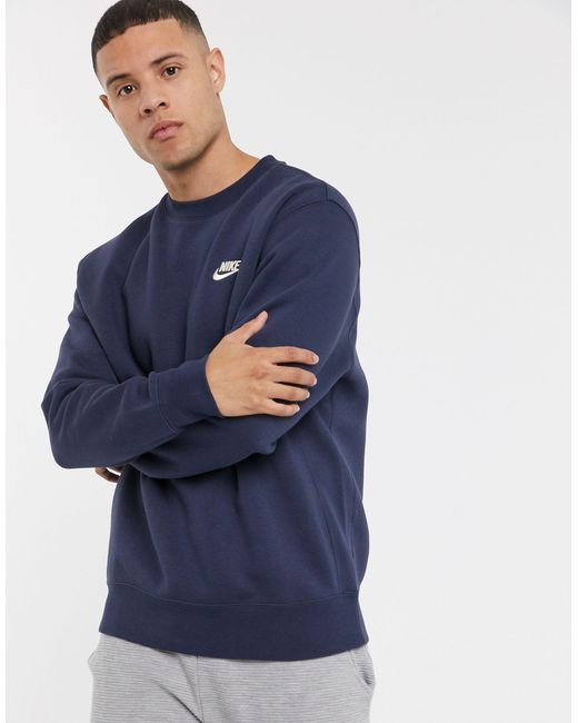 Nike Tall Club Crew Neck Sweat in Blue for Men | Lyst
