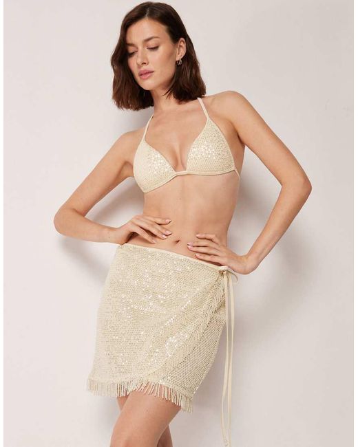 Calzedonia Natural Sequin Net Beach Skirt