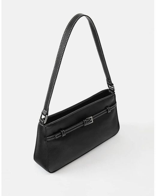 Pull&Bear Black Buckle Shoulder Bag