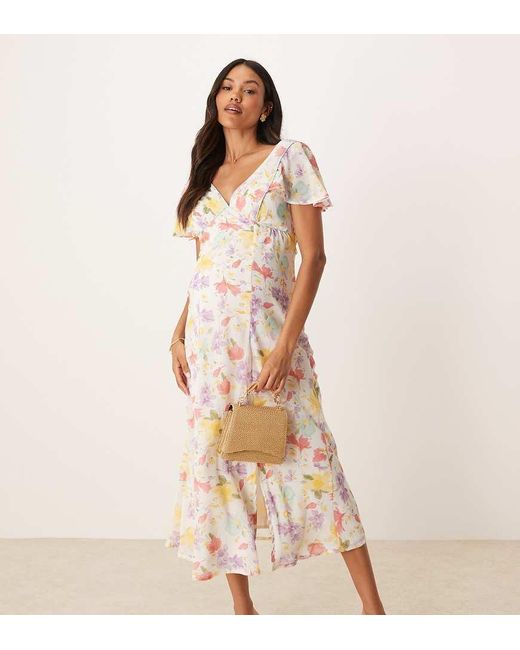 ASOS White Asos Design Maternity Seam Detail Midi Tea Dress