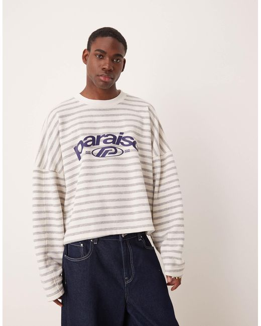 Sweat court et ultra oversize à rayures ASOS pour homme en coloris Natural