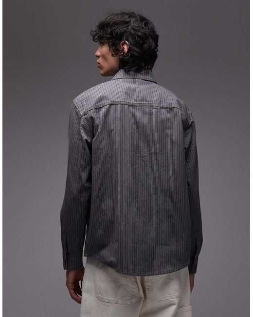 Dickies Gray Lima Pinstripe Oversized Shirt for men