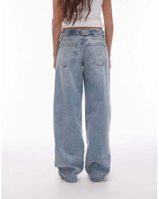 Jeans candeggiati con dettaglio raccolto sul retro di TOPSHOP in Blue