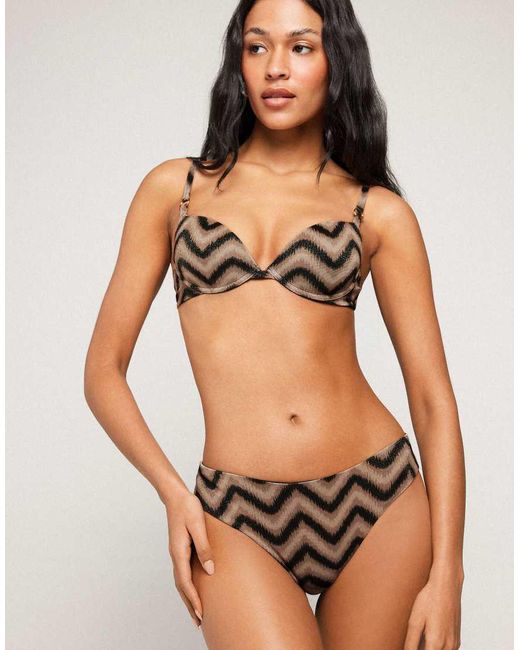 Tezenis Black Chevron Shine Push-Up Padded Bikini Top