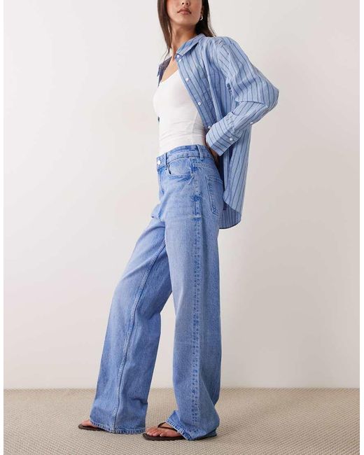 ASOS Blue Wide Leg Dad Jean With Crease Detail