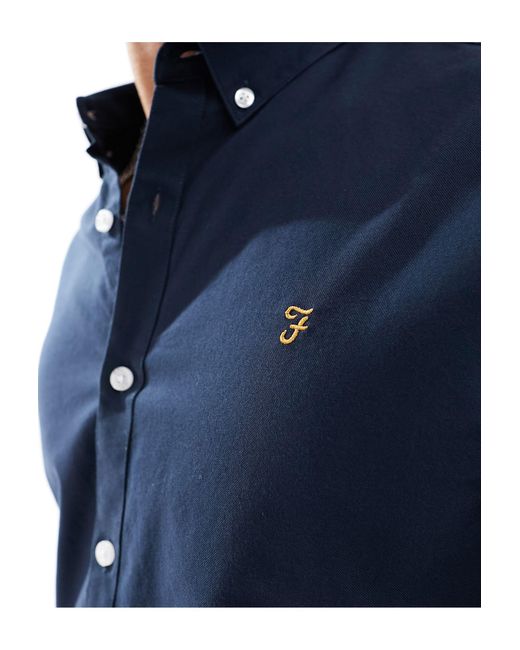 Farah Blue Brewer Long Sleeve Shirt for men