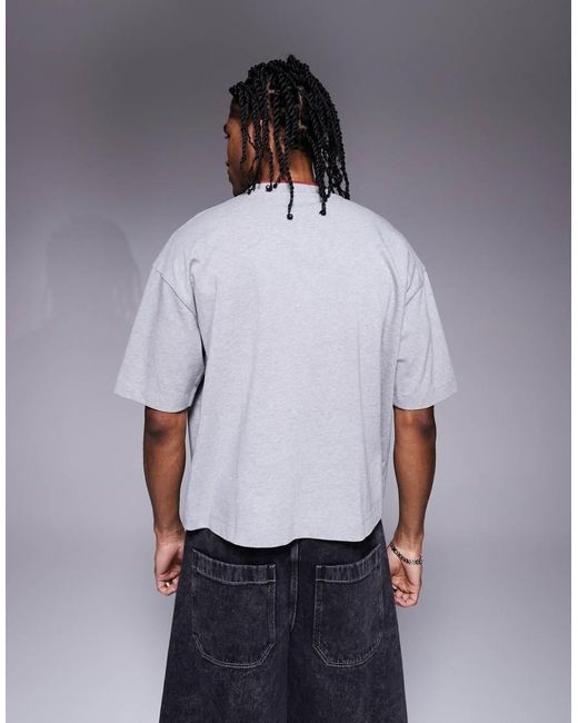 Camiseta Gris Jaspeado De Corte Cuadrado Extragrande Con Detalle De Costuras En Contraste De Tejido Grueso De ASOS de hombre de color Gray
