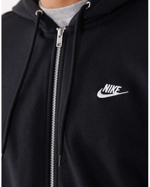 Nike Black Club French Terry Full Zip Hoodie for men